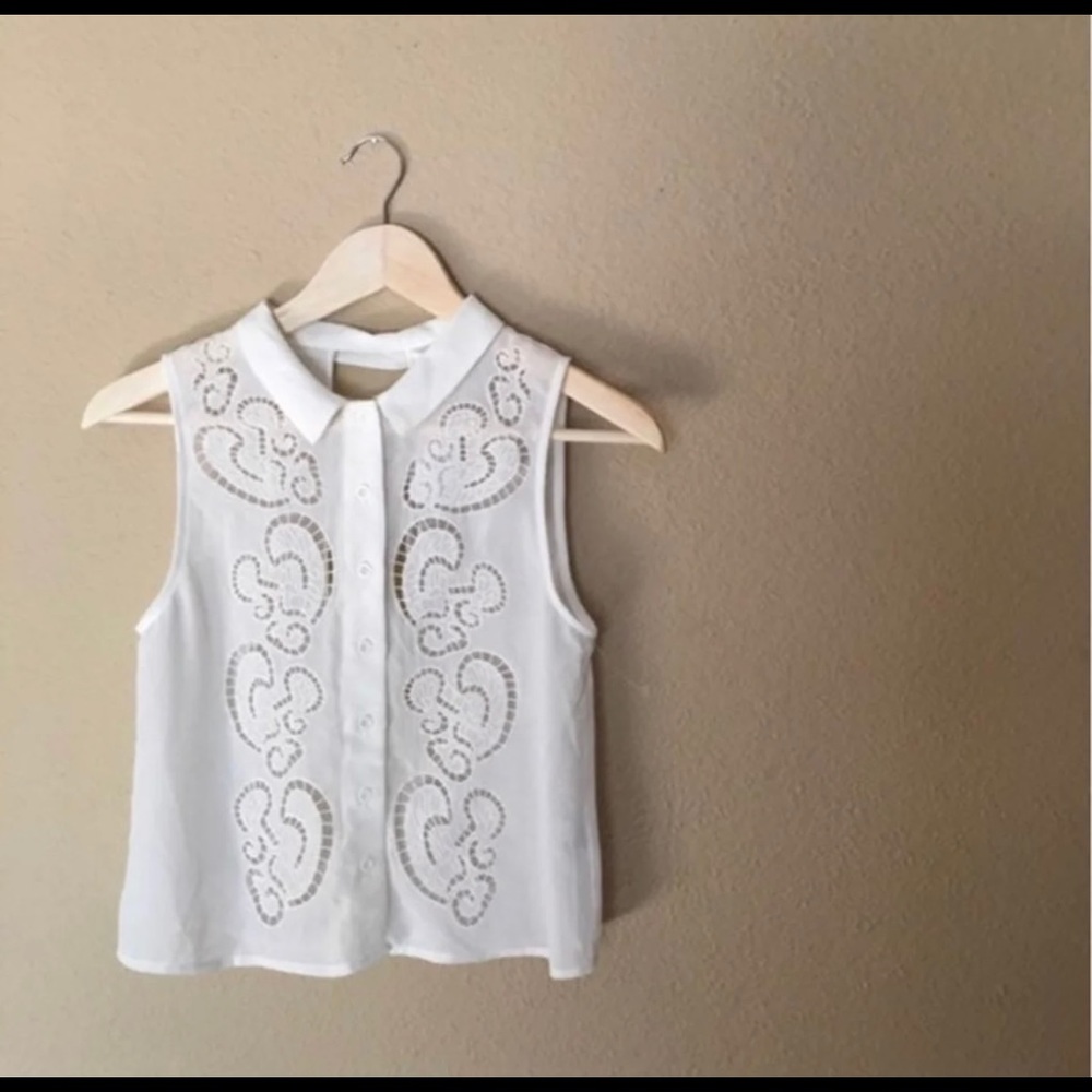 ✨White Sheer Top with Lace Detail✨ Millau from LF